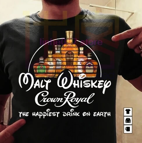 

Brand Malt Whiskey Crown Royal The Happiest Drink On Us Shirt 2019 Summer Men's Short Sleeve T Shirt