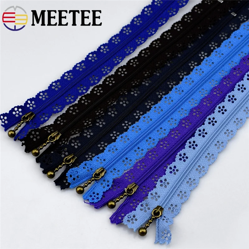 Meetee 10 шт 20 см 3# непрерывные молнии на застежке-молнии, украшенные кружевом декорации с лентой край молнии DIY ручной прошитый кошелек детский карман аксессуары для зажигалок zip