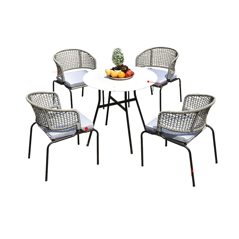 Garden Chaise Lounge Waterproof Single Person Furniture Combination Open-Air Room Modern Outdoor Dining Table Set 4 Chairs
