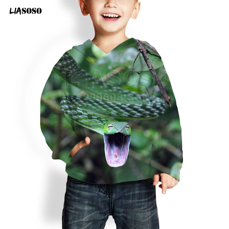 LIASOSO, новинка, 3d принт, животное, змея, унисекс, принт с животными, летняя мода, худи для женщин, мужчин, детей, Забавный пуловер Harajuku, Питон