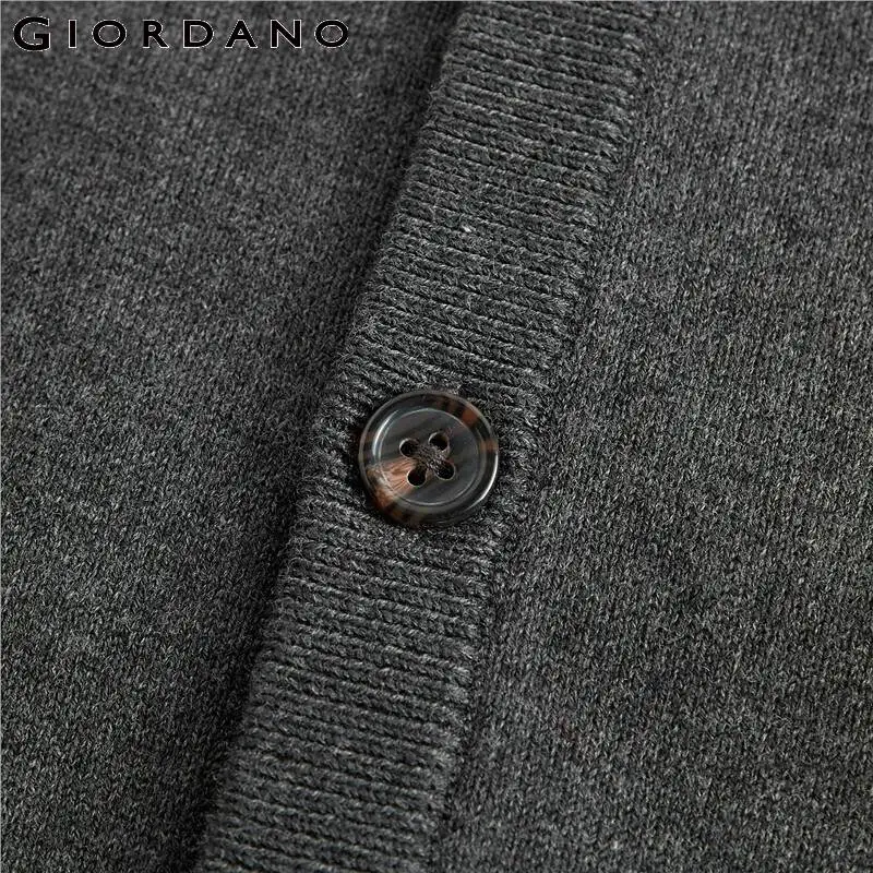 Giordano мужские свитера контрастная пуговица спереди длинный рукав кардиган Coton 12 игла Вязание Blusa De Frio Masculino 13059801