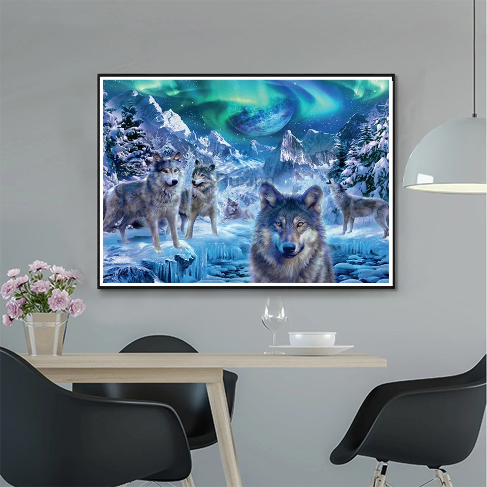 5D Diamond Painting Wolf Animal Rhinestone Picture DIY Full Diamond Embroidery Mosaic Handmade Art Painting Home Decoration Gift