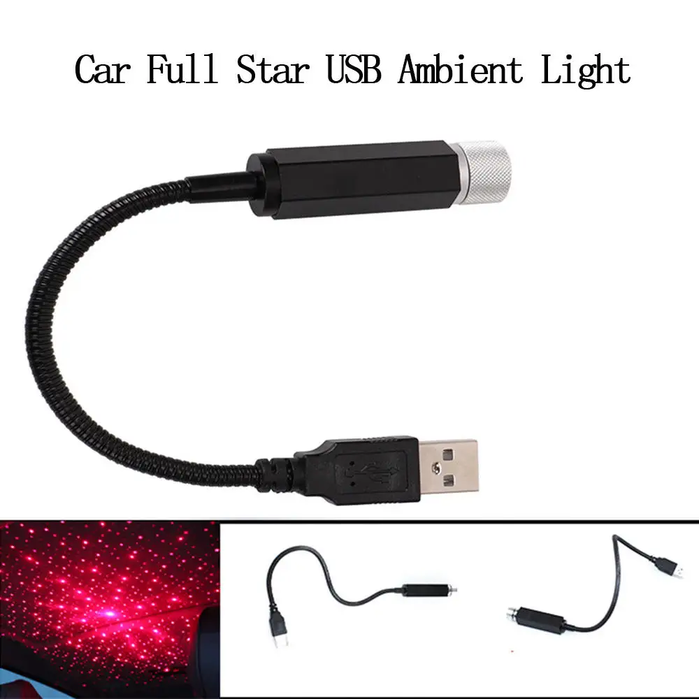 USB автомобильная атмосферная лампа интерьерный светильник-проектор Звездная лампа автомобильная звездная звезда USB атмосферная лампа