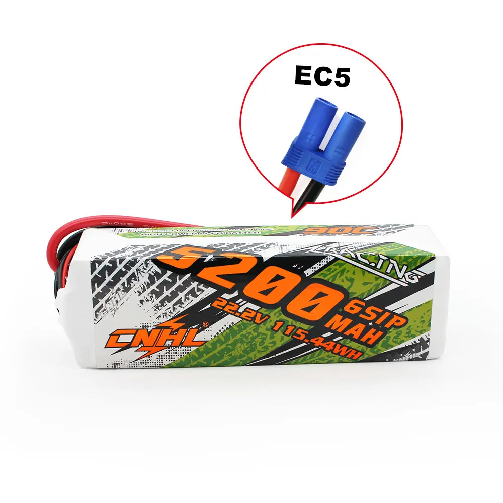

CNHL Lipo 6S 22.2V RC Battery 5200mAh 90C For RC Heli Drone Cars Boats Parts Jet Edf Speedrun With EC5 Plug