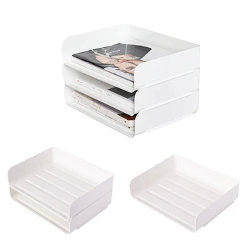 

2019 Hot Stackable Desktop Storage Box Cosmetics Office Books Documents Storage L5 #4