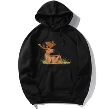 2021 hoodies casuais dos homens natal moose impressão cor sólida lã quente masculino com capuz moletom hip hop rua com capuz pulôver