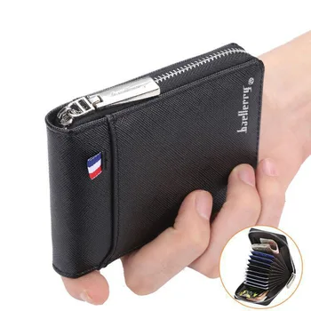 

Casual Men's Wallets Solid Luxury Design Wallet Men PU Leather Slim Short Purses Zipper Credit Card Holder Business Male Purse