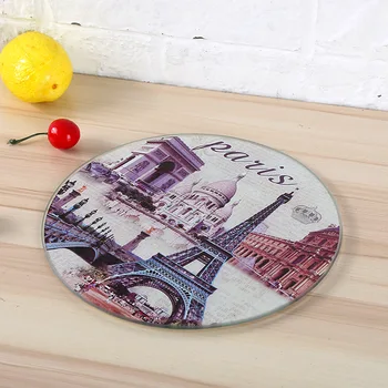 

Factory direct sales Round customized Tempered Glass Chopping Board Fruit Anti-Microbial Cutting Board Kitchen Vegetable plate