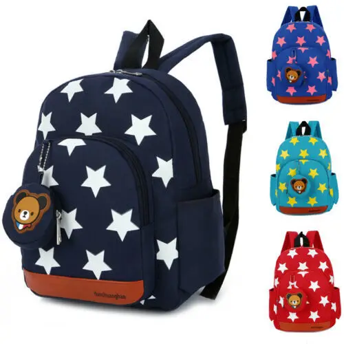

2019 Children Character Backpack Rucksack School Bag Personalised Star Pattern Zipper Kid Book Bag 4 Colors New