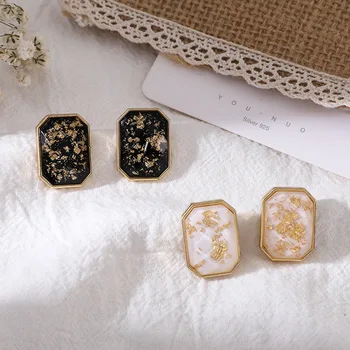 

Korean new metal material geometric shape square earrings temperament earrings