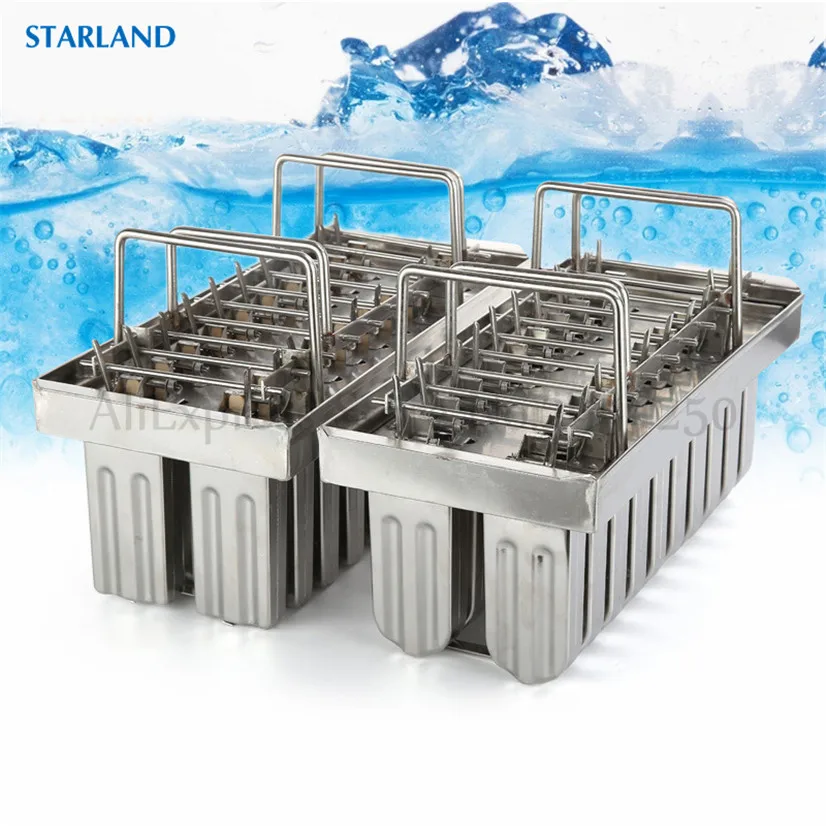 Commercial DIY Ice Pop Mold Ice Lolly Popsicle Moulds 304 Stainless Steel Ice Cream Molds 20 Cells per Batch with Stick Holder 6