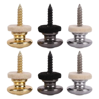 

6 Pieces Mushrooms Head Guitar Strap Buttons Strap Locks Chrome (Black Gold Silver)