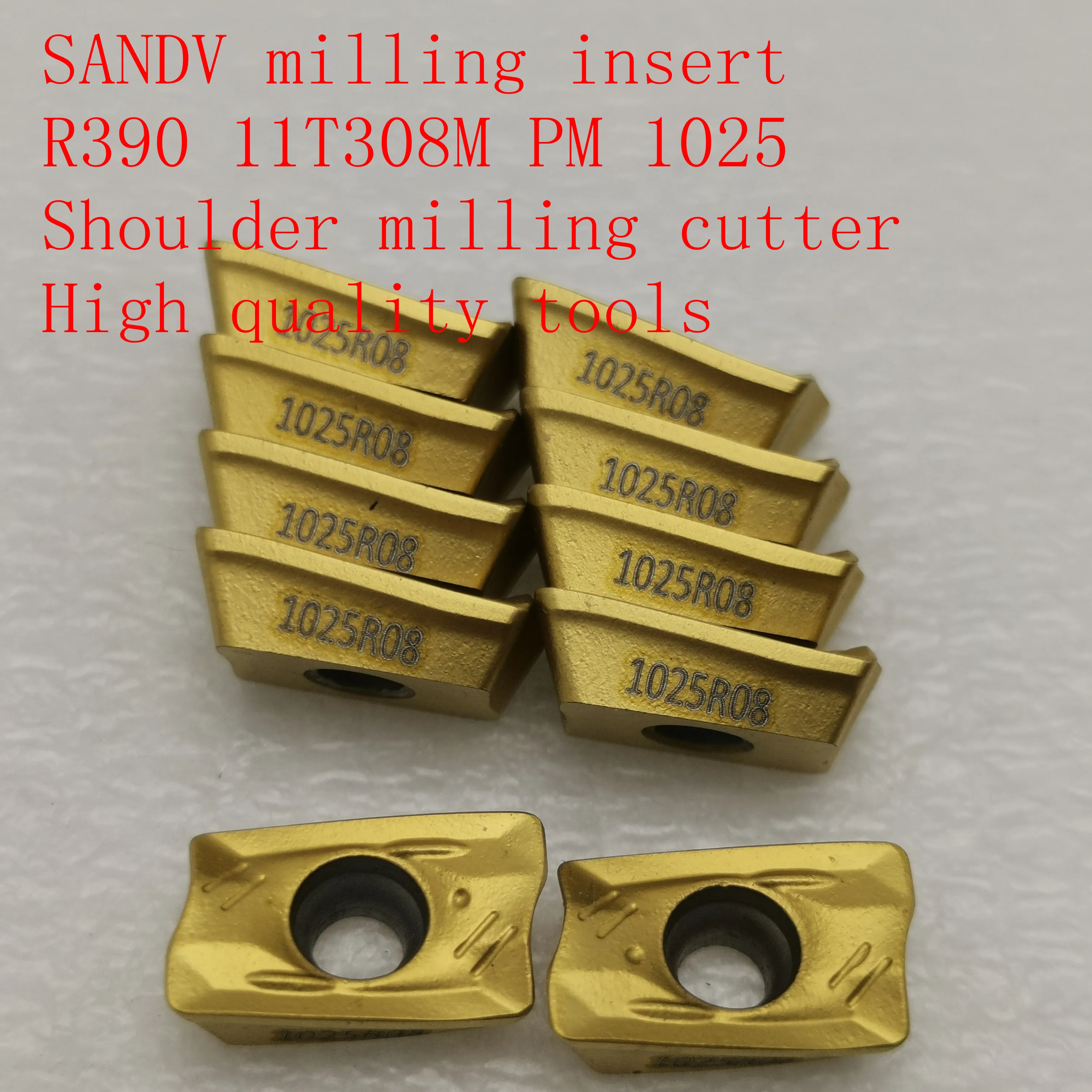 

20PCS R0.8 SANDV high quality milling insert R390 11T308M PM 1025 carbide tool, shoulder milling cutter CNC tool