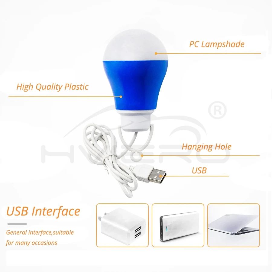 USB Bulb light Colorful PVC Environmental lamp 5V 5W Portable LED bulbs USB lamps For Hiking Camping Travel Outdoor lighting