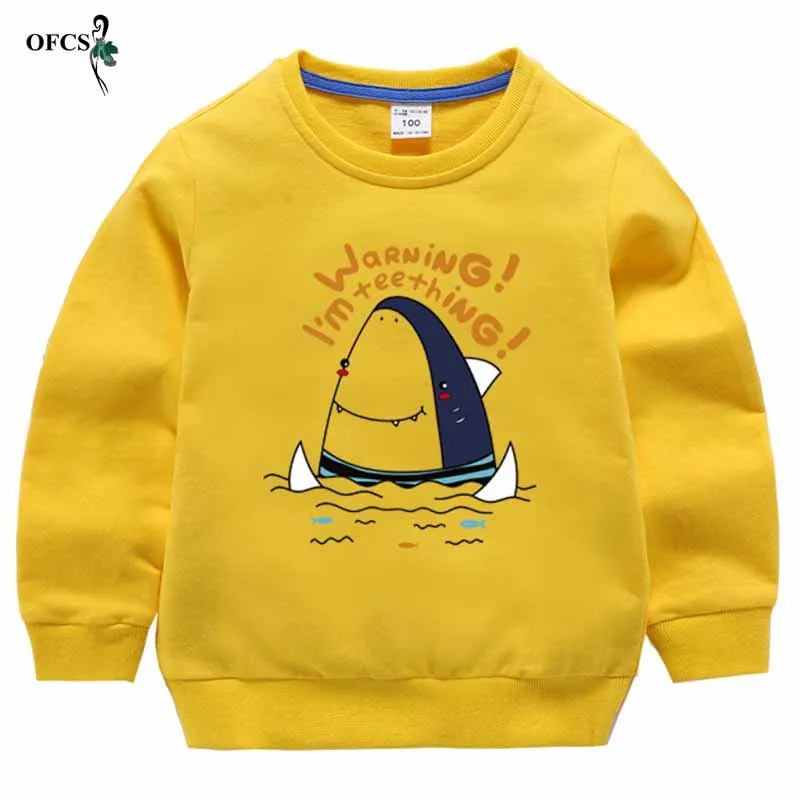 Yellow Новая весенне-осенняя футболка для отдыха с мультяшным принтом джемпер с длинными рукавами и круглым воротником для мальчиков флисовая одежда ярких цветов для девочек Розничная - Цвет: Yellow