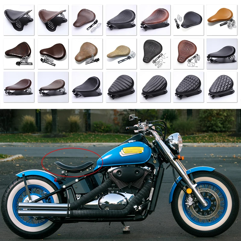 Asiento Universal para Moto asiento individual para Moto Chopper, piezas de cojín Vintage para Harley Davidson Iron 883 Sportster Softail - AliExpress