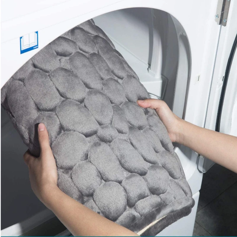 Floor Mat Bathroom Mat Bathroom Floor Mat Bath Mat Anti Slip Mat Cobblestone Carpet Simple Flannel Anti Slip Particles Backing Suitable For Bedroom Bathroom Balcony Mats