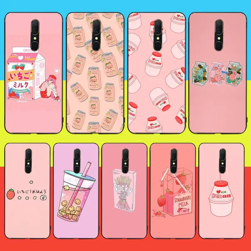 HPCHCJHM Kawaii Japanese Strawberry Milk food Custom Photo Soft Phone Case For Oppo A5 A9 2020 Reno Z Realme5Pro R11 case | Мобильные