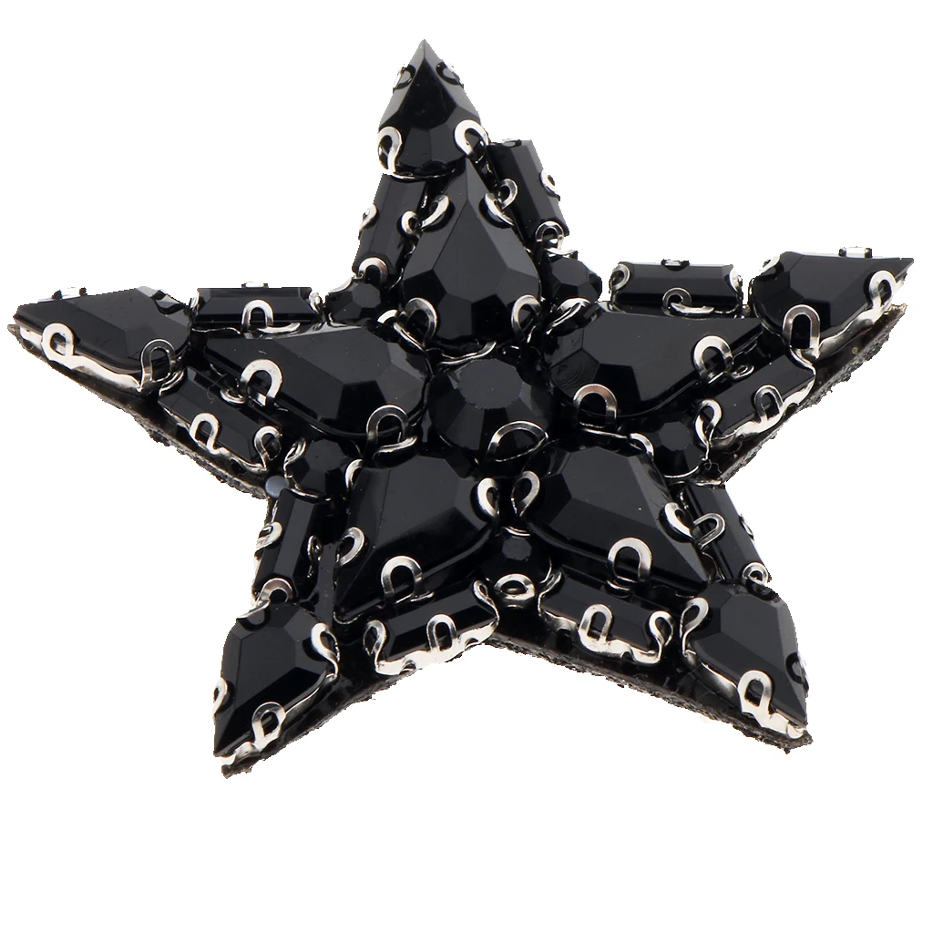Star Pentagram Patch Sew on Rhinestone Applique for Clothes Bags Hat Decorations