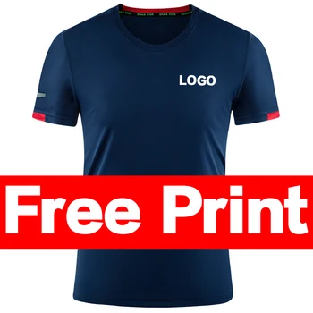 T-shirt da uomo sportiva ad asciugatura rapida, maglietta da corsa con logo personalizzato, maglietta fitness da allenamento