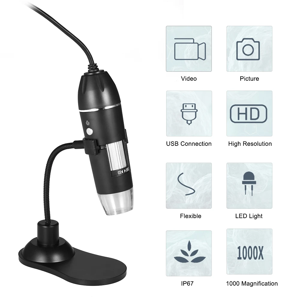 Цифровой микроскоп для пайки USB Ручной Настольный Лупа 0.3MP камера 8-светодиодный светильник увеличительное стекло 1000X увеличение