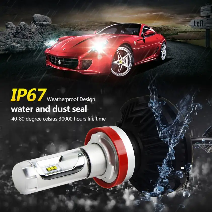 2 шт. H11 50 Вт 12000LM светодиодный комплект фар Hi/Lo луч лампы CSP противотуманная фара Высокая Горячая люмен отличный эффект освещения#7