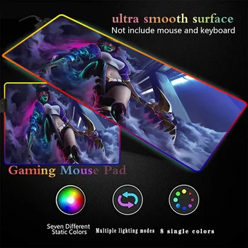 

Anime Mask Girl RGB Gaming Large Mouse Pad Gamer Led Computer Mousepad Mouse Mat with Backlight Carpet for Keyboard Desk for LOL