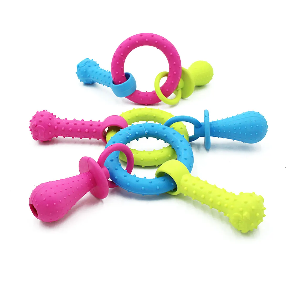 

1 PCS Pet Rubber Pacifier Toy Pet Dog Cat Puppy Elasticity Teeth Dog Chew Toys Tooth Cleaning Thorn Ring Circle Triangle Toy New