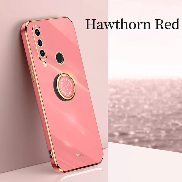Square Plating Back Cover Case for Huawei P30 Lite Nova 4E Honor 20 S Russia Soft Silicone Mobile Phone Funda P 30 Honor20 20S Red with Holder