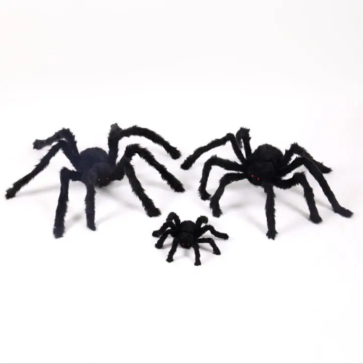 Halloween-Decoration-Horrible-Big-Black-Furry-Fake-Spider-Size-30-50-75-90cm-Creep-Trick-Or