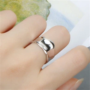 Персонализированные глянцевые Регулируемые кольца для женщин, золотые кольца для девушек, 925, солидный серебристый неправильной формы, большие кольца, крутые подарки, ювелирные изделия - Цвет основного камня: Silver Style