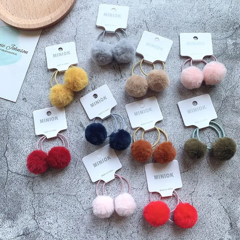 

10 Pairs Girls Pompom Hair Tie Kids Elastic Hair Bands Ties with Balls For Toddlers Girls Plush Hair Rope Girls Hair Accessories