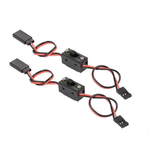 

2Pcs Receiver Extra Channel Extended Cable with Power Switch for Bumper 1/10 1/8 Rc 4Wd Traxxas TRX4 Axial Scx10 RC Car Drone Ai