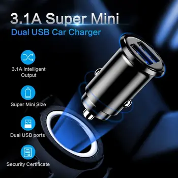 

Mini Fast USB Car Charger For iPhone X 8 7 6 Plus 3.1A Fast Car Charger For Xiaomi Redmi Note 7 Dual USB Car Charger Adapter