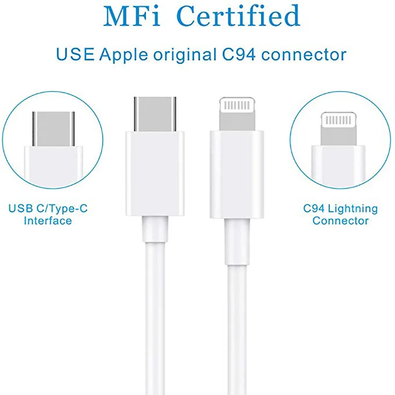 

USB C to Lightning Cable 3.6ft (Apple MFi Certified) Nylon Power Delivery Type C to iPhone Cable Fast Charge for iPhone 11/11PRO