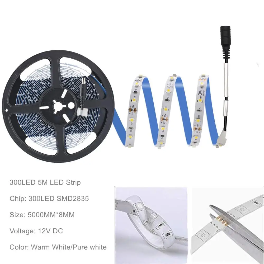 300led strip DC12V 300led полосы Теплый/чистый белый 5 м SMD2835 Диммируемый пульт дистанционного управления RF домашний декоративная клейкая лента гибкая лента - Испускаемый цвет: 300led strip