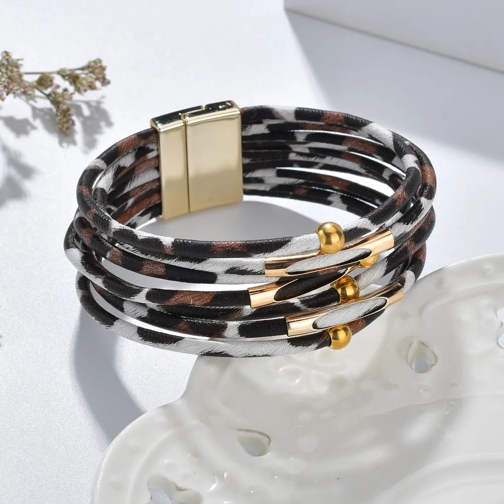 Terreau Kathy wrap Браслеты для женщин leopard кожа цвет несколько слоев браслет и браслет вечерние ювелирные изделия - Окраска металла: BB857