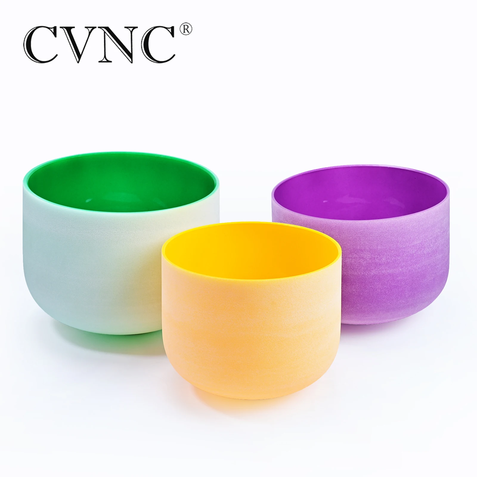 

CVNC 8"E 10"B 12"F Frosted Quartz Crystal Singing Bowl chakra set 3 pcs