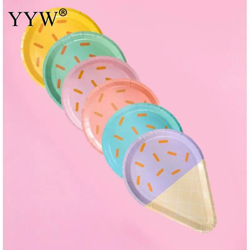 

Party Disposable Tableware Set Party Paper Plates Ice Cream Shape Fiesta Table Decoration Wedding Birthday Party Supplies 40pcs