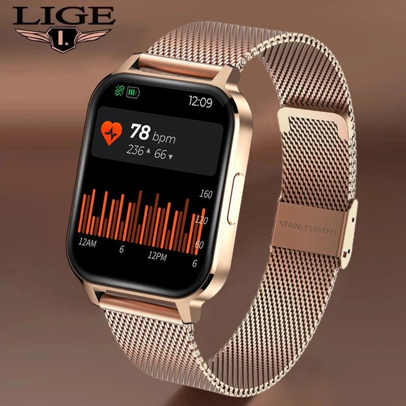 HOT SALES! LIGE New Color Screen Smart Watch Women men Full Touch Fitness Tracker Blood Pressure Smart Clock Women Smartwatch for Xiaomi