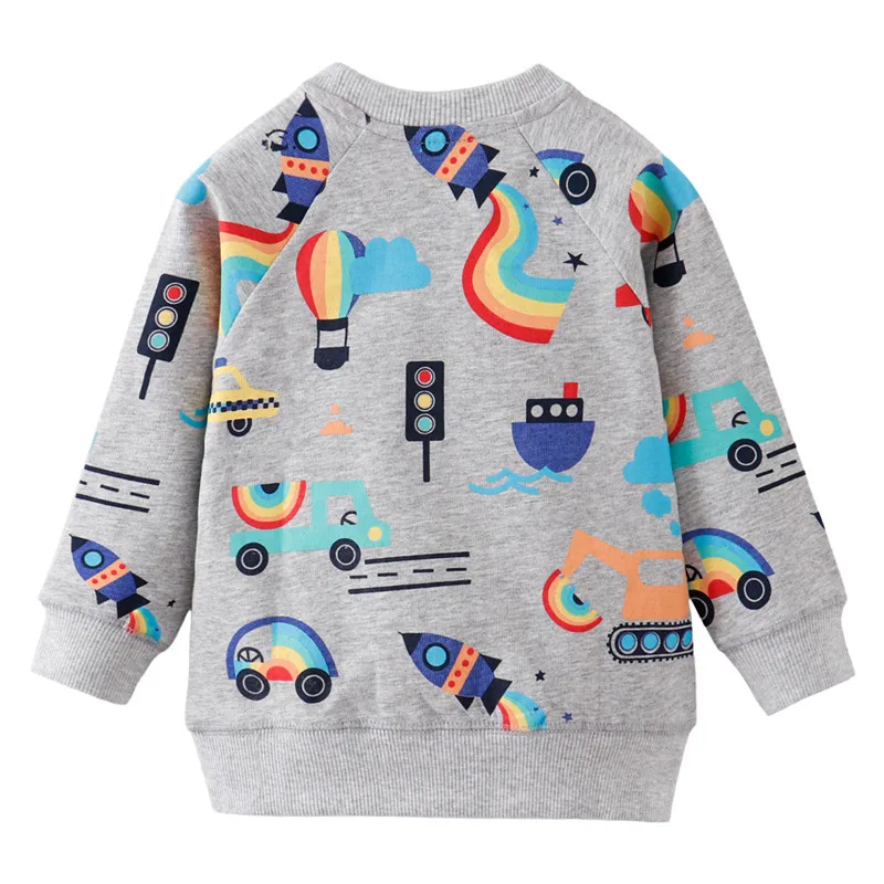 Хлопковые толстовки для мальчиков на осень и зиму, детская одежда, милые детские топы с длинными рукавами и рисунком ракеты, рубашка для малышей