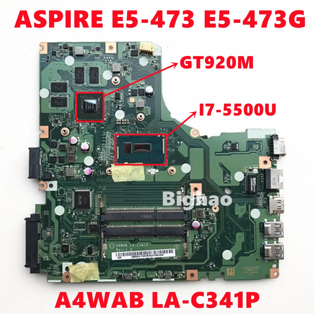 Материнская плата A4WAB для ноутбука Acer ASPIRE LA-C341P E5-473 материнская с E5-473G DDR3 100%