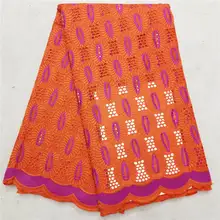 HL! ВЫСОКОКАЧЕСТВЕННАЯ нигерийская чистая хлопковая вышитое Африканское кружево ткань со стразами французская чистая кружевная ткань для женщин 5 лет! J10721