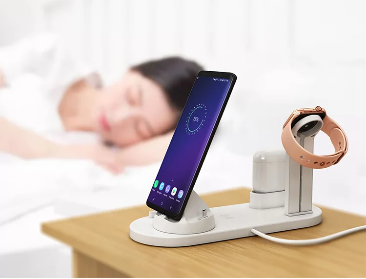 Беспроводное зарядное устройство 3 в 1 док-станция для телефона Apple Watch airpods iPhone X 11 Pro Max samsung huawei телефон Универсальная Подставка для зарядки