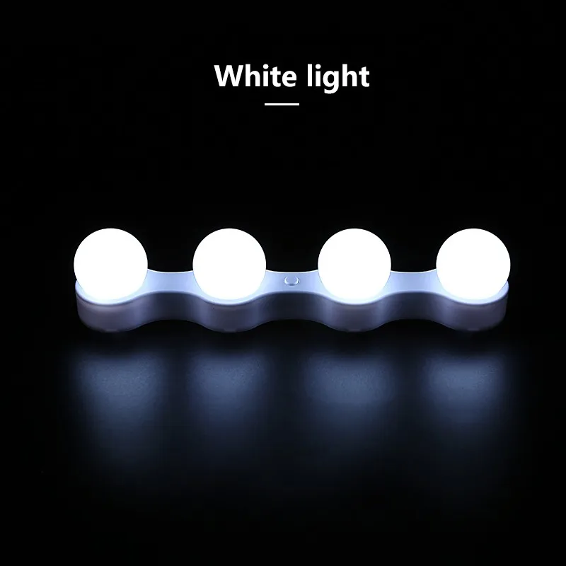 4LED зеркало на присоске передний макияж заполняющий светильник переключаемый бесступенчатый затемняющий аккумулятор USB источник питания белая лампа многоцветная - Испускаемый цвет: White light