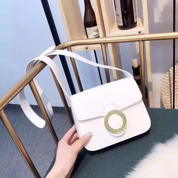

New Retro Handbags over-the-Shoulder Bag Square Sling Bag Metal Lock Catch Solid Color