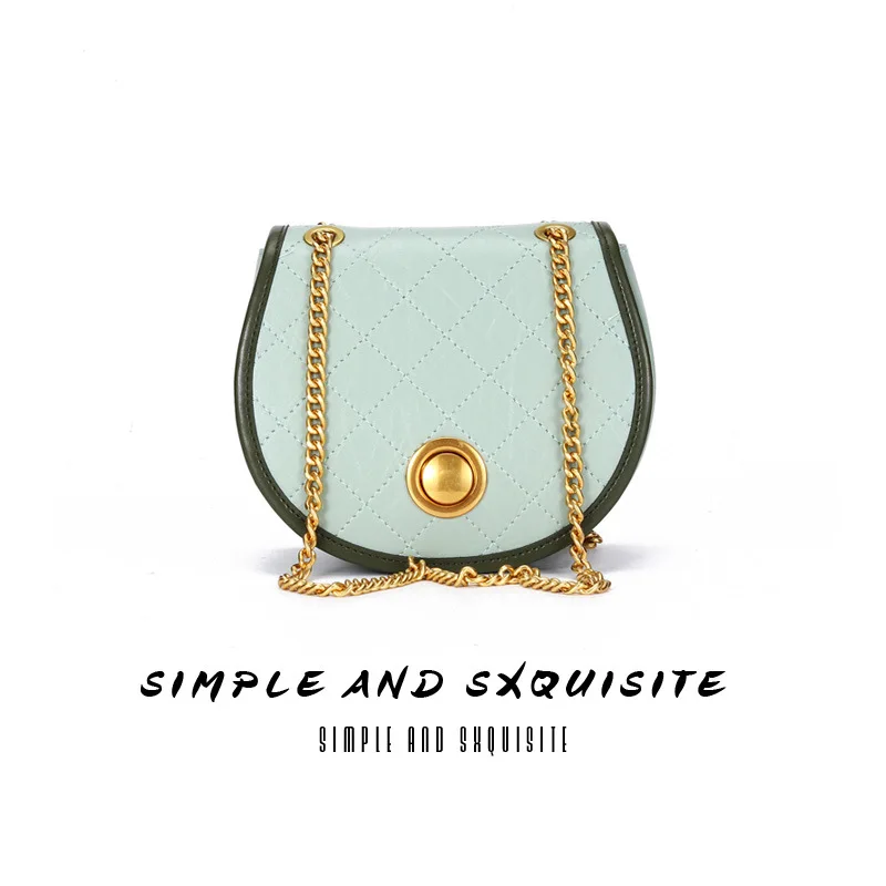 

Non-mainstream Design WOMEN'S Leather Bags Fashion Simple Chain Saddle Bag 2019 Summer New Style Crossbody Bag Women's