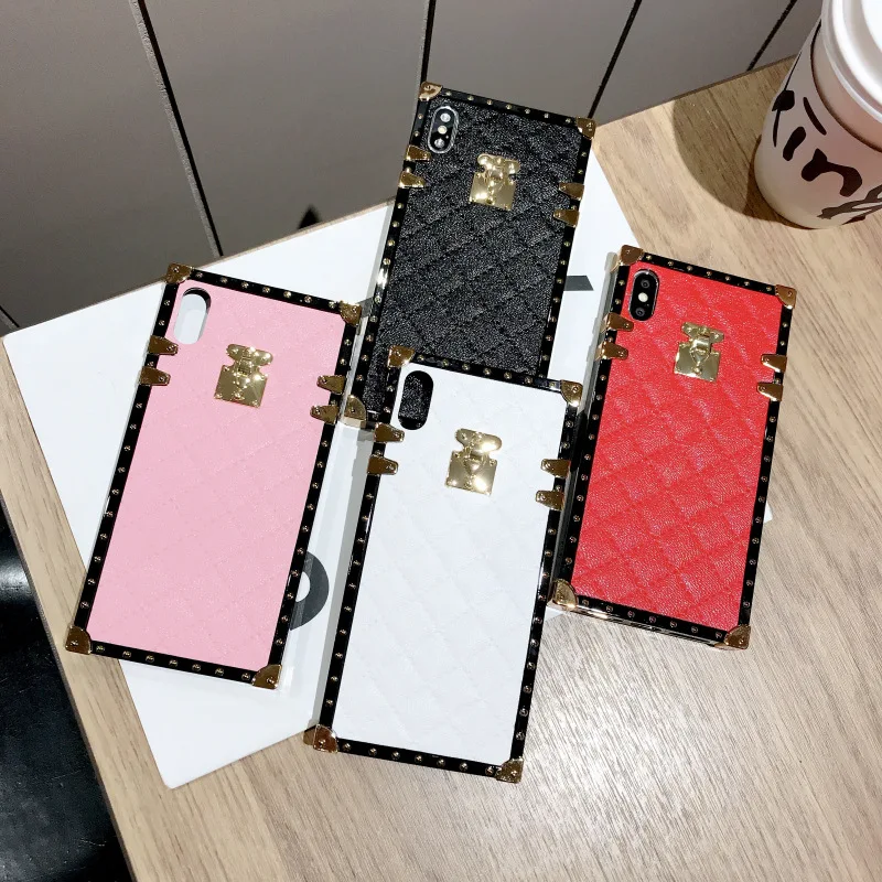 

Flamingo Mate 20 Pro Lite Square Big Solid Color Lambskin Grid Phone Case Lanyard For Huawei P20 30 Pro Lite