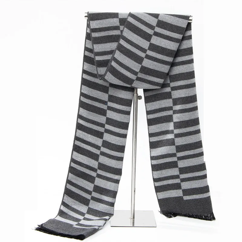 Stripe Black Gray Мужской повседневный кашемировый шарф, мужской модный шарф в клетку, 30 см* 180 см, зимний теплый Гладкий мужской шарф - Цвет: Stripe Black Gray