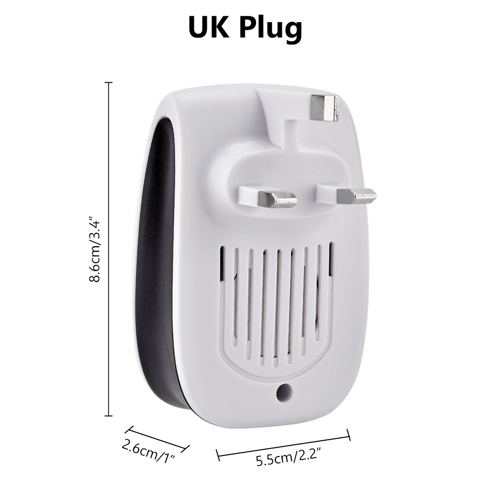 UK Plug Противомоскитный убийца, заглушка для дома, средство от насекомых, ультра звуковая мышь, паук, средство от насекомых, против комаров, Ультра звуковой отпугиватель вредителей - Цвет: UK Plug